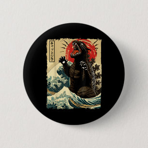 Catzilla Cat Art Funny Cat Japanisch für Männer Fr Button