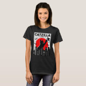 Catzilla Cat Cat Black Cat Halloween T-Shirt (Vorne ganz)