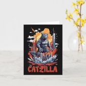 Catzilla Cat City Skyline Funny Karte (Gelbe Blume)