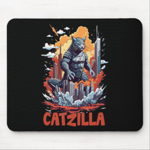 Catzilla Cat City Skyline Funny Mousepad