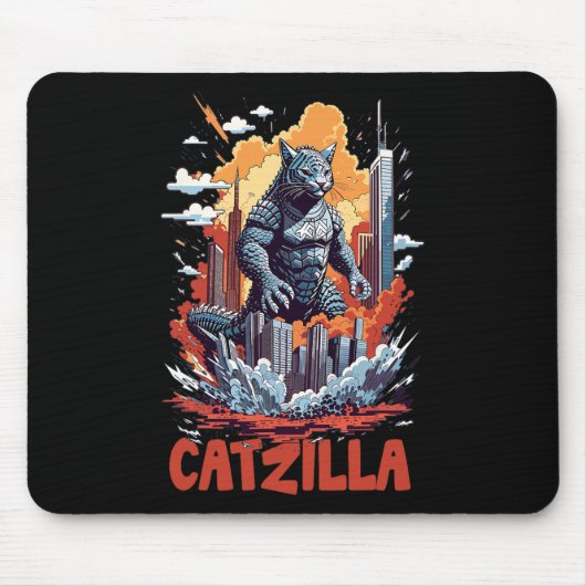 Catzilla Cat City Skyline Funny Mousepad (Vorne)