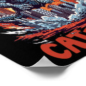 Catzilla Cat City Skyline Funny Poster (Ecke)