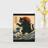 Catzilla Cat Japanese Art Funny Cat For Men Women  Karte (Gelbe Blume)