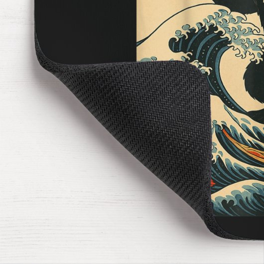 Catzilla Cat Japanese Art Funny Cat For Men Women Mousepad (Ecke)