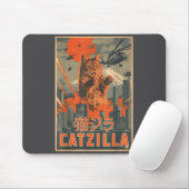 Catzilla Cat Japanese Art Funny Cat For Men Women  Mousepad (Mit Mouse)