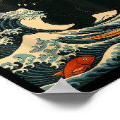 Catzilla Cat Japanese Art Funny Cat For Men Women Poster (Ecke)