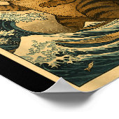 Catzilla Cat Japanese Art Funny Cat For Men Women Poster (Ecke)