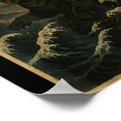 Catzilla Cat Japanese Art Funny Cat For Men Women Poster (Ecke)