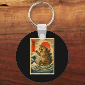 Catzilla Cat Japanese Art Funny Cat For Men Women Schlüsselanhänger (Vorderseite)