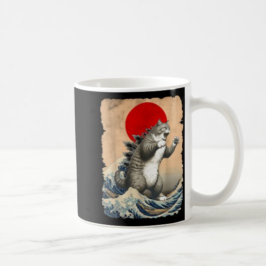 Catzilla Cat Japanese Art Funny Cat Meme For Men W Kaffeetasse (Rechts)