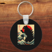 Catzilla Cat Japanese Art Funny For Men Women Boy Schlüsselanhänger (Vorderseite)