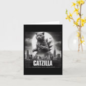 Catzilla Cat Japanese Art Funny Karte (Gelbe Blume)