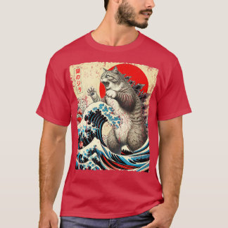 Catzilla Cat Japanese Art Funny Pillow T-Shirt