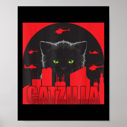 Catzilla Cat Japanese Cat Funny Catzilla Poster (Vorne)