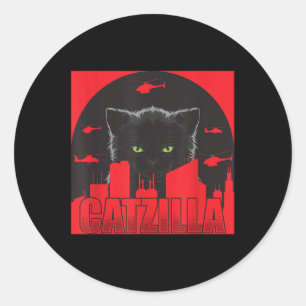 Catzilla Cat Japanese Cat Funny Catzilla Runder Aufkleber
