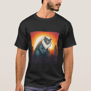 Catzilla Cat Japanisch Funny Cat Art Men Women Kin T-Shirt