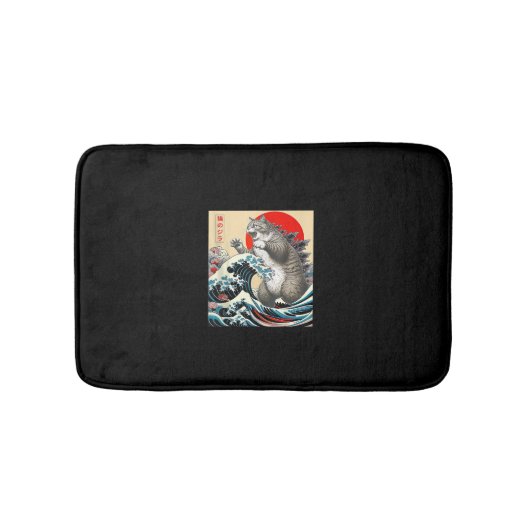 Catzilla Cat Japanisch Kunst Funny Cat Geschenke f Badematte (Vorderseite)