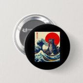 Catzilla Cat Japanisch Kunst Funny Cat Geschenke f Button (Vorne & Hinten)