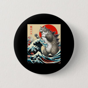 Catzilla Cat Japanisch Kunst Funny Cat Geschenke f Button