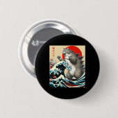 Catzilla Cat Japanisch Kunst Funny Cat Geschenke f Button (Vorne & Hinten)