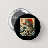 Catzilla Cat Japanisch Kunst Funny Cat Geschenke f Button (Vorne & Hinten)