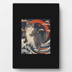 Catzilla Cat Japanisch Kunst Funny Cat Geschenke f Fotoplatte