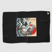 Catzilla Cat Japanisch Kunst Funny Cat Geschenke f Golfhandtuch (Horizontal)