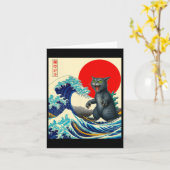 Catzilla Cat Japanisch Kunst Funny Cat Geschenke f Karte (Gelbe Blume)