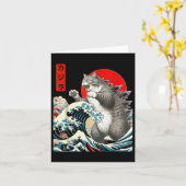 Catzilla Cat Japanisch Kunst Funny Cat Geschenke f Karte (Gelbe Blume)