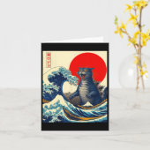 Catzilla Cat Japanisch Kunst Funny Cat Geschenke f Karte (Gelbe Blume)