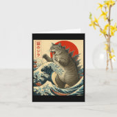Catzilla Cat Japanisch Kunst Funny Cat Geschenke f Karte (Gelbe Blume)