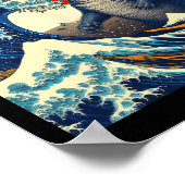 Catzilla Cat Japanisch Kunst Funny Cat Geschenke f Poster (Ecke)