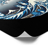 Catzilla Cat Japanisch Kunst Funny Cat Geschenke f Poster (Ecke)