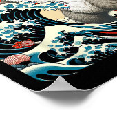 Catzilla Cat Japanisch Kunst Funny Cat Geschenke f Poster (Ecke)