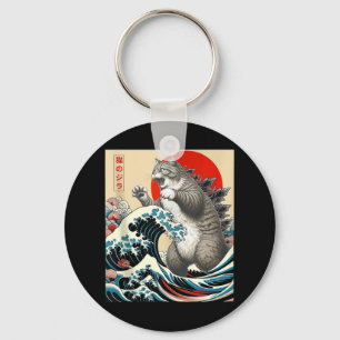Catzilla Cat Japanisch Kunst Funny Cat Geschenke f Schlüsselanhänger