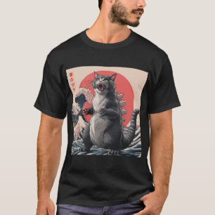 Catzilla Cat Japanisch Kunst Funny Cat Geschenke f T-Shirt