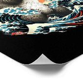 Catzilla Cat Japanisch Kunst Große Wave Art für Mä Poster (Ecke)