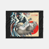 Catzilla Cat Japanische Kunst Fleecedecke (Vorderseite (Horizontal))