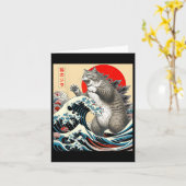 Catzilla Cat Japanische Kunst Karte (Gelbe Blume)
