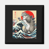 Catzilla Cat Japanische Kunst Magnet (Vorne)