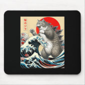 Catzilla Cat Japanische Kunst Mousepad (Vorne)