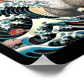 Catzilla Cat Japanische Kunst Poster (Ecke)