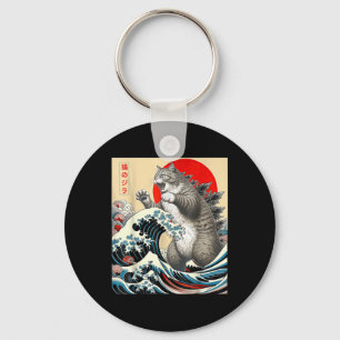 Catzilla Cat Japanische Kunst Schlüsselanhänger