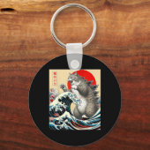 Catzilla Cat Japanische Kunst Schlüsselanhänger (Vorderseite)