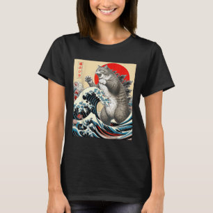 Catzilla Cat Japanische Kunst T-Shirt