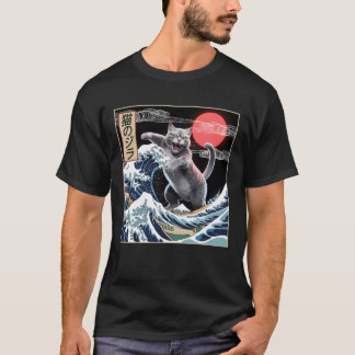 Catzilla Cat Japanischer Stil Art Great Wave Off K T-Shirt
