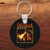 Catzilla Cat Monster Funny Japanese Parody Women M Schlüsselanhänger (Vorderseite)