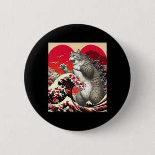 Catzilla Cat Valentine Japanisch Kunst Funny Cat G Button