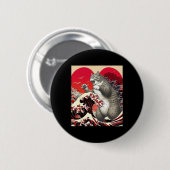Catzilla Cat Valentine Japanisch Kunst Funny Cat G Button (Vorne & Hinten)
