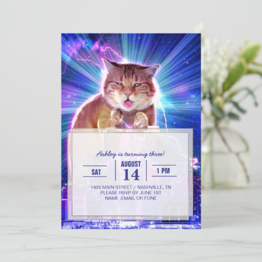 Catzilla Einladung (Stehend Vorderseite)